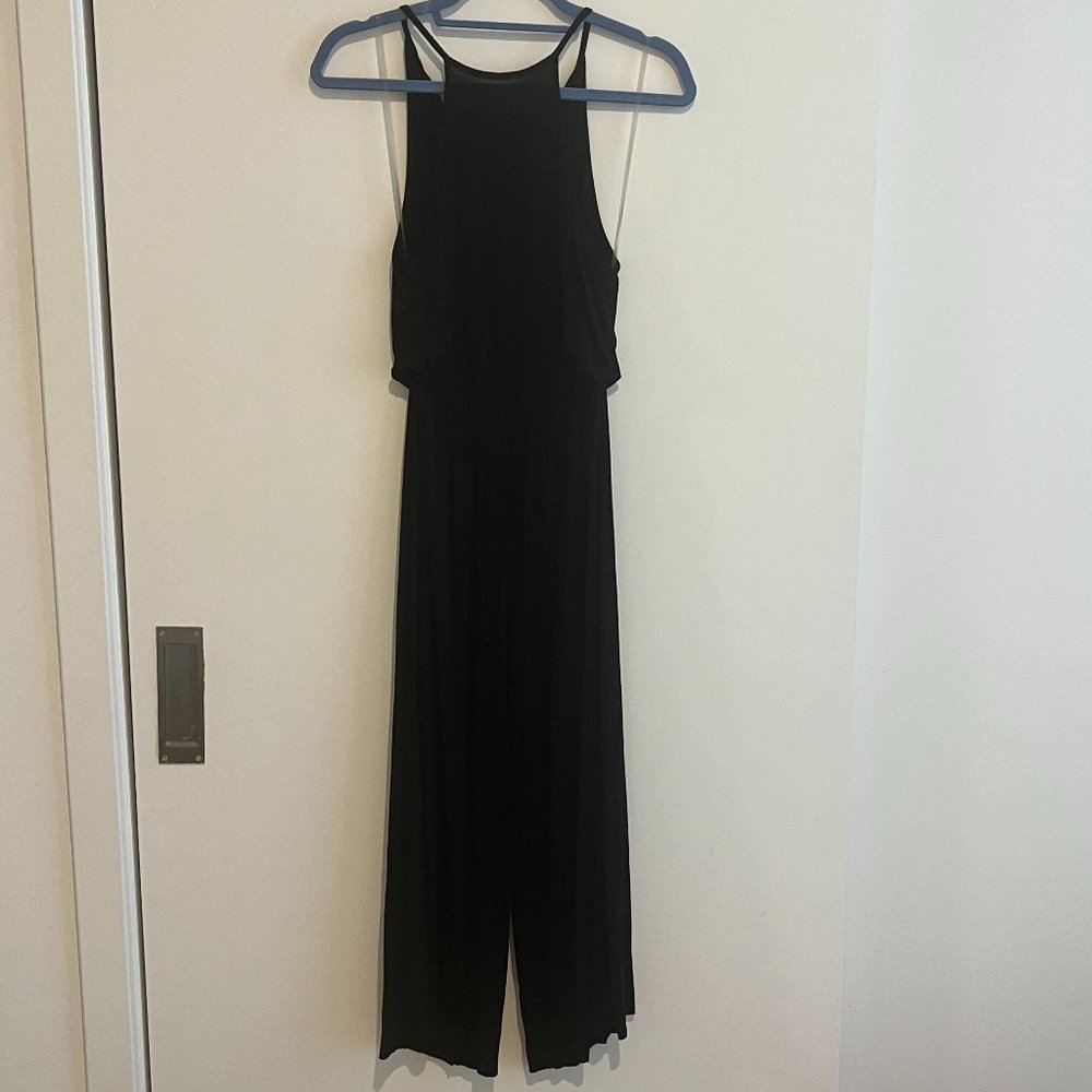 Women's Black Tie-Neck Jumpsuit by Clayton